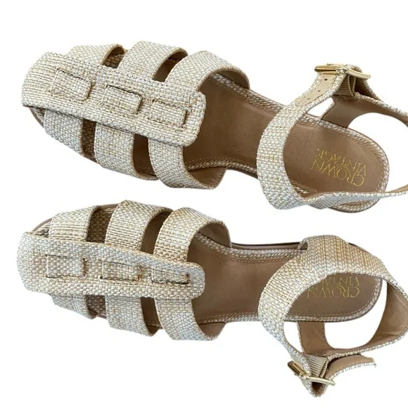 Crown Vintage Trixis Beige Sandal Women’s 9 Fisherman - Picture 4 of 11